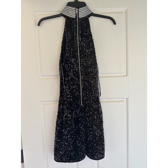 Forever 21 Black Sequin Mini Dress with Silver Turtle Neck S - Picture 4 of 7